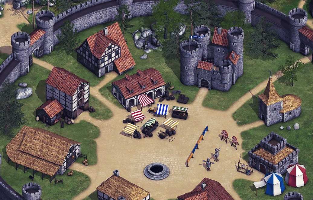 Screenshot miasta z przeglądarkowej gry Plemiona
