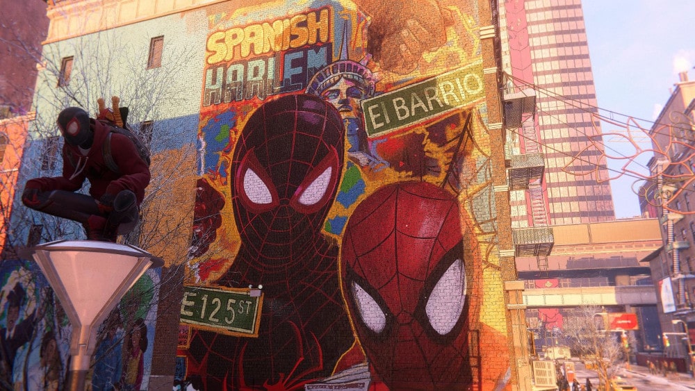 Poprawiony mural z dwoma Spider-Manami