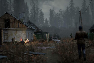Grafika koncepcyjna z gry Stalker 2 prezentująca odświeżoną wersję wsi w Kordonie