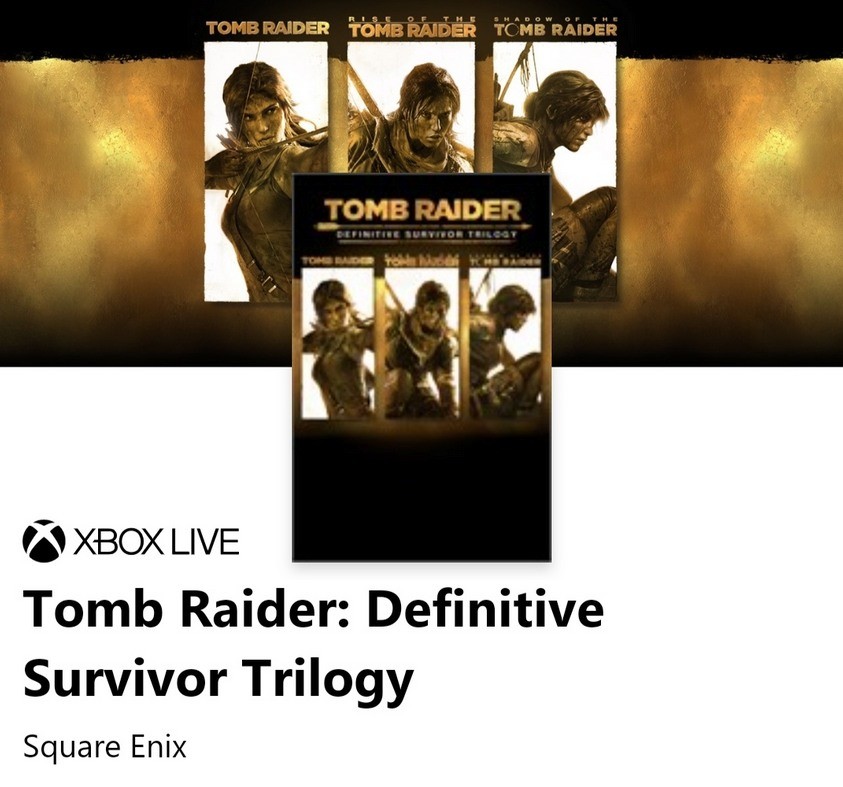 Strona wydania Tomb Raider: Definitive Survivor Trilogy w Microsoft Store