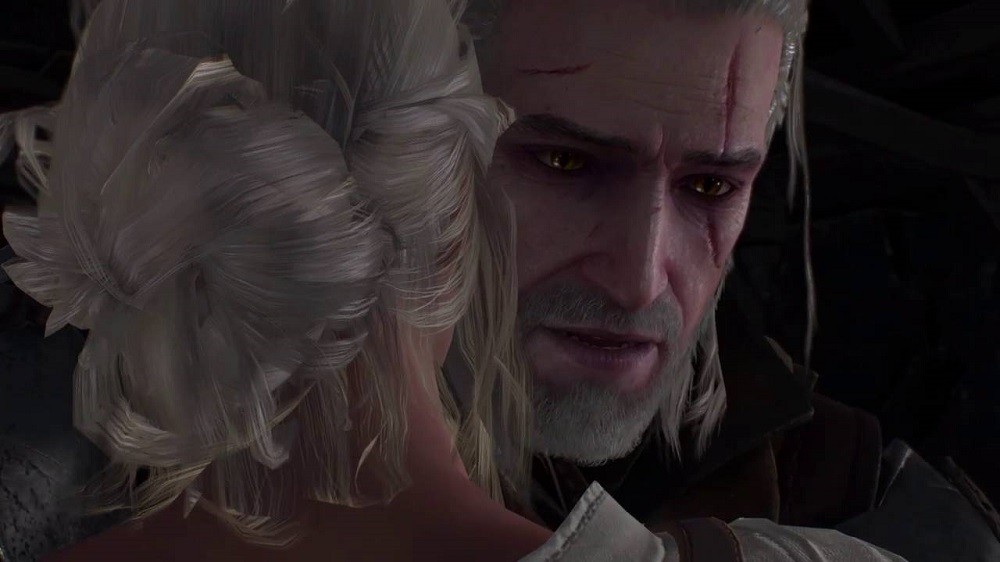 Geralt żegna się z Ciri - kadr z Wiedźmin 3: Dziki Gon