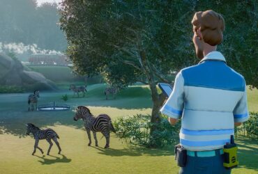 Screen z gry Planet Zoo z zebrami