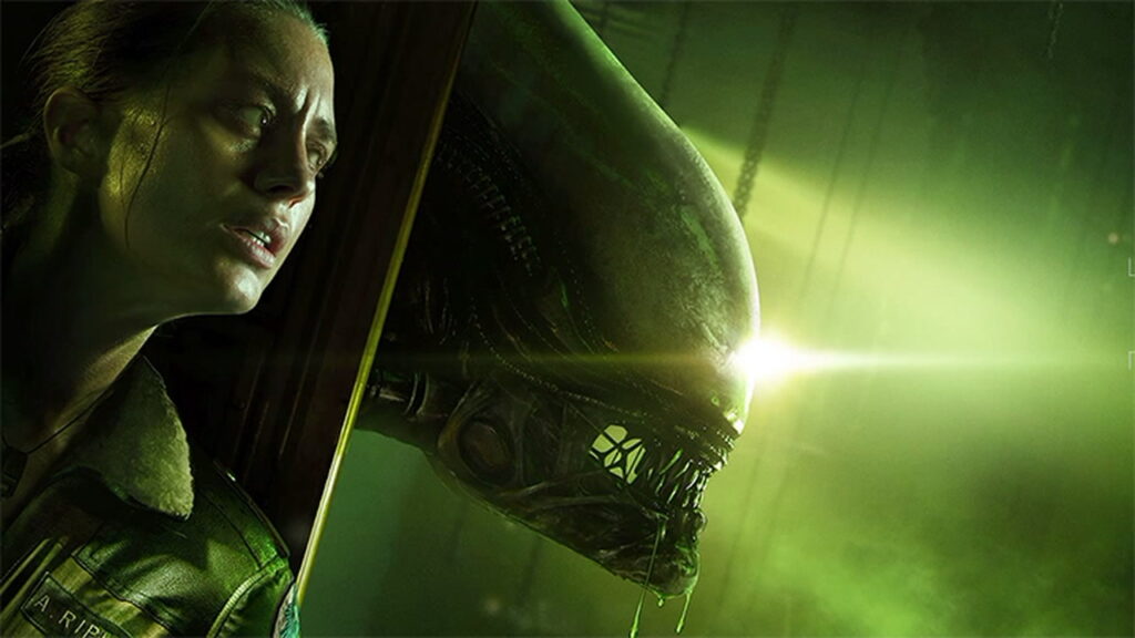 Bohaterka gry Alien: Isolation i obcy