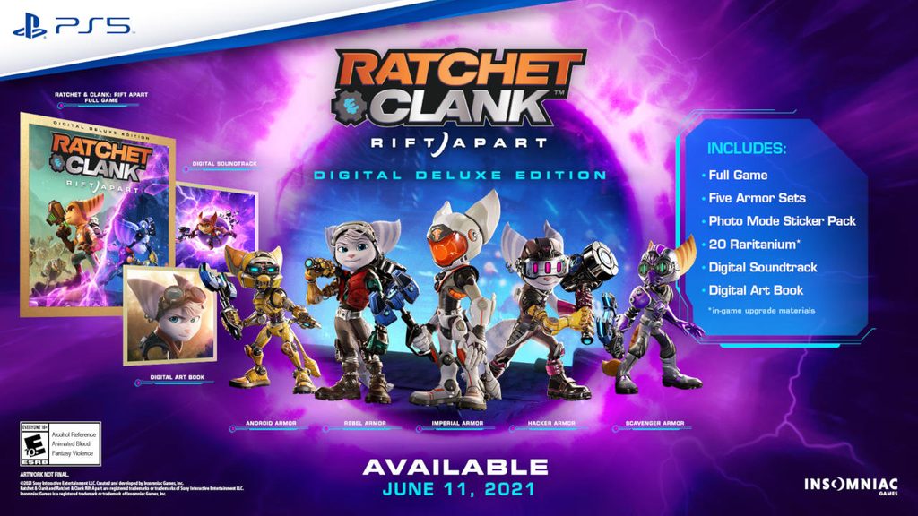 Grafika z zawartością Specjalnej Wersji Cyfrowerj Ratchet & Clank: Rift Apart