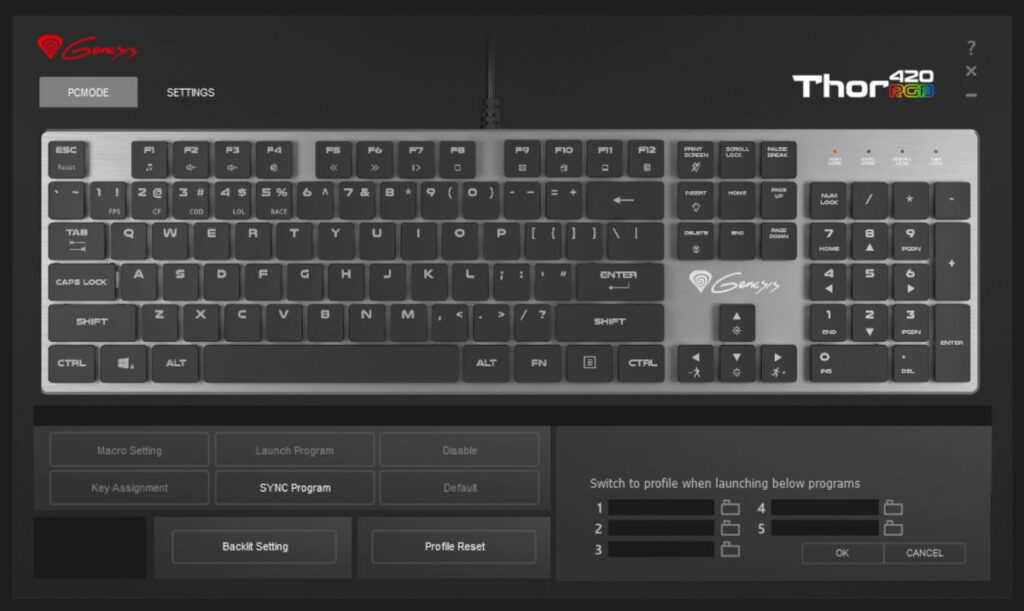 Test Genesis Thor 420 RGB - oprogramowanie