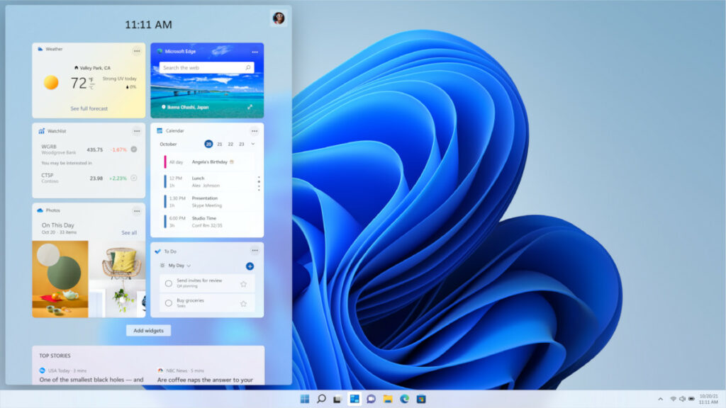 Ekran Widgets w Windows 11