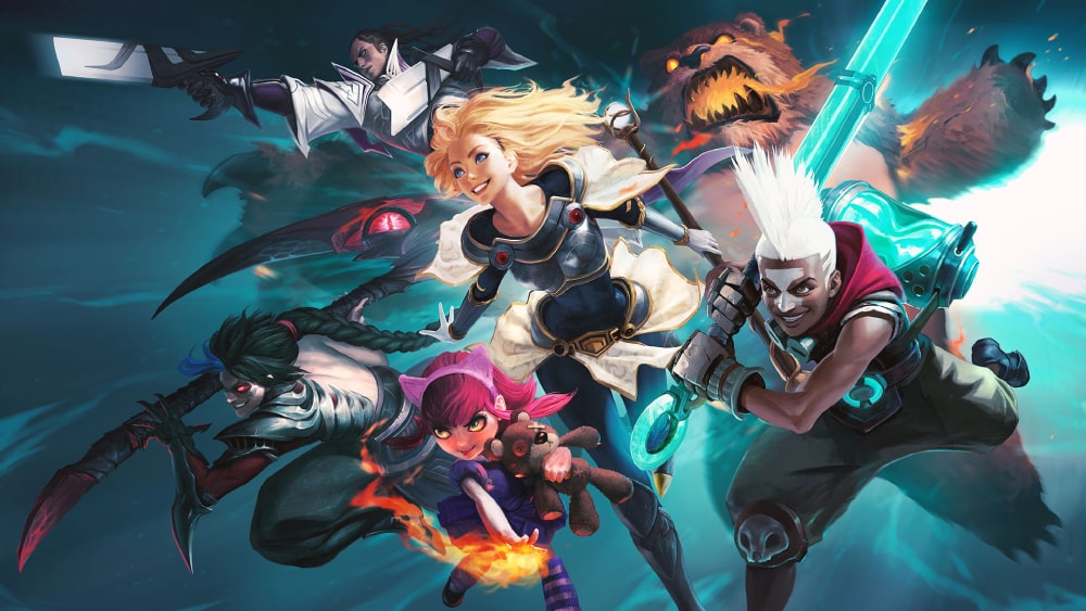 Grafika promocyjna z League of Legends, tworzonego przez należące do Tencentu Riot Games