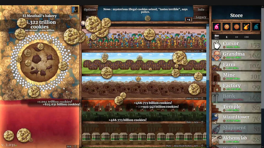 Interfejs gry Cookie Clicker