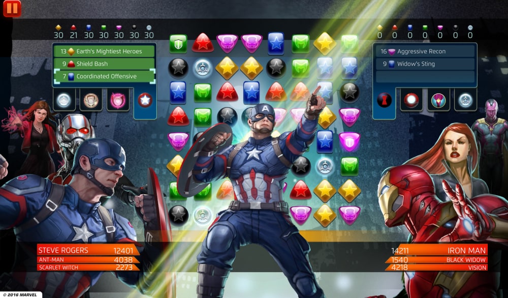 Kadr z gry Marvel Puzzle Quest stworzonej przez Demiurge Studios, nowy nabytek Embracer Group