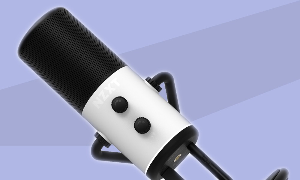 Mikrofon NZXT Capsule na błękitnym tle