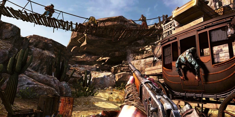 Perspektywa pierwszej osoby z gry Call of Juarez Gunslinger