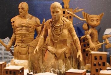 Piernikowe rzeźby Kratora, Aloy i Ratcheta.