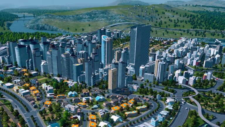 Panorama miasta stworzonego w Cities: Skylines