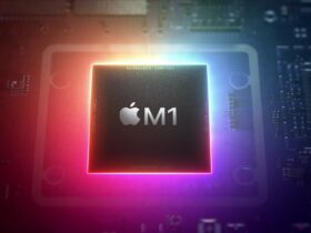 Apple M1 - chip ukazany na grafice promocyjnej