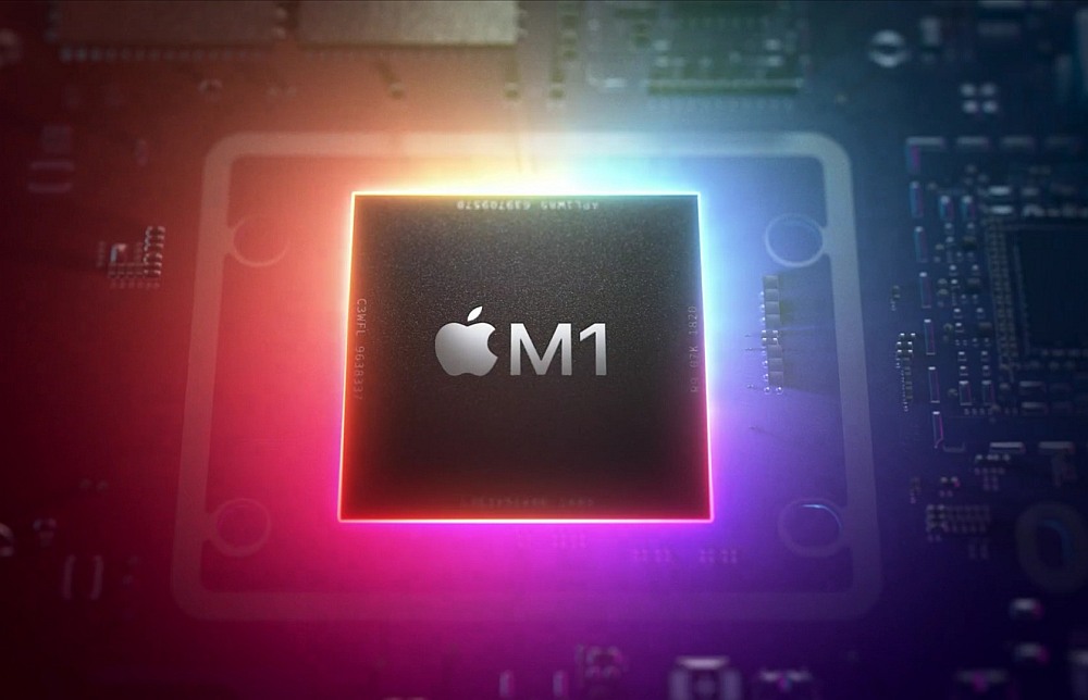 Apple M1 - chip ukazany na grafice promocyjnej