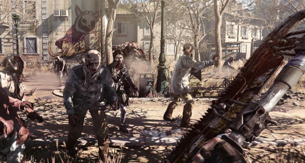 Zombie i broń z Dying Light