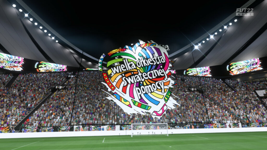 logo WOŚP na stationie w grze FIFA