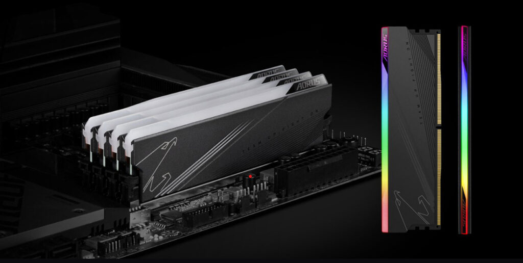 Aorus RGB 6000 Mhz 32 GB DDR5 zamontowane na płycie głównej