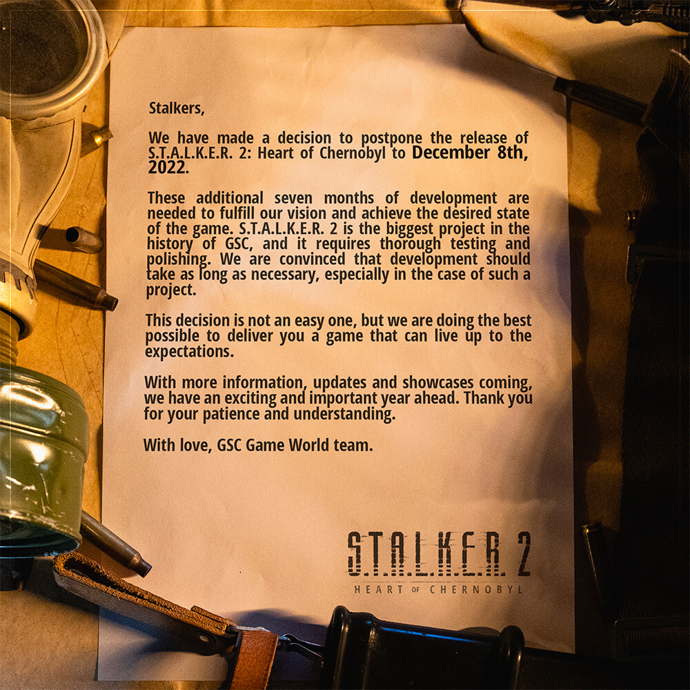 Wiadomość o opóźnieniu premiery Stalkera 2.