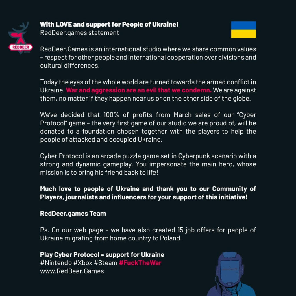 Oświadczenie RedDeer.games w sprawie sytuacji na Ukrainie