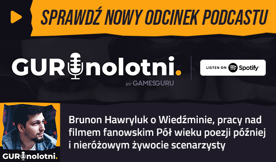Baner promocyjny podcastu GURUnolotni z Brunonem Hawrylukiem
