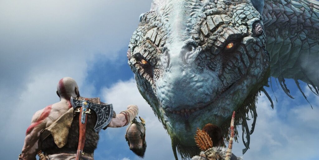 Kratos w starciu z potworem w God of War