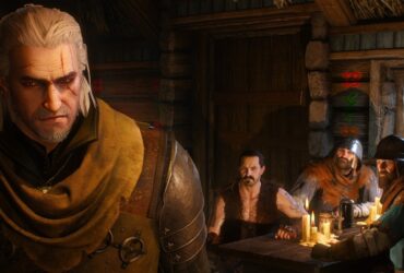 Geralt w karczmie w grze Wiedźmin 3: Dziki Gon
