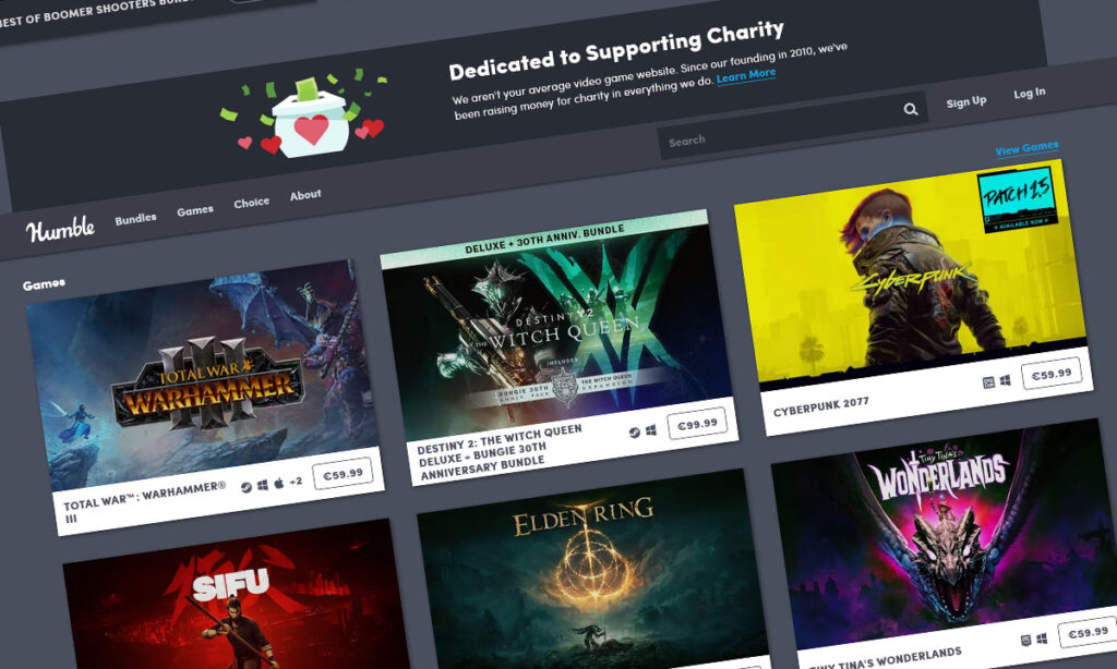 Gry dostępne na stronie internetowej Humble Bundle