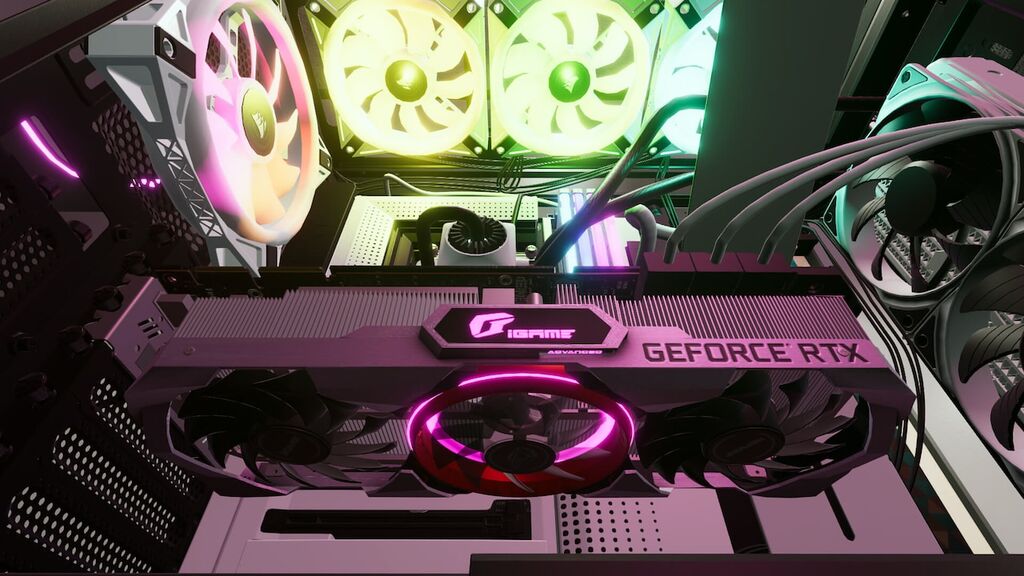 Wnętrze obudowy komputerowej w grze PC Building Simulator 2