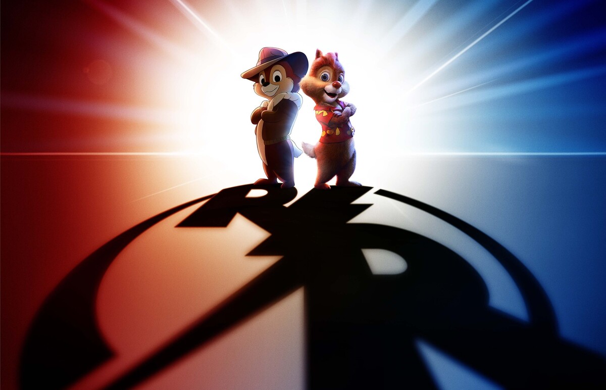 Wiewiórki Chip i Dale z filmu Chip ‘n Dale: Rescue Rangers z logiem Brygady RR