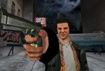 Tytułowy bohater gry Max Payne z pistoletem w dłoni