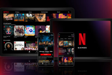 Grafika promocyjna Netflix Gry obejmująca różne urządzenia mobilne