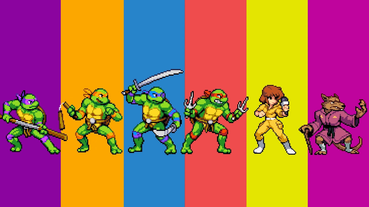 Postaci grywalne w Teenage Mutant Ninja Turtles: Shredder's Revenge: Leonardo, Donatello, Raphael, Michelangelo, April O’Neil i mistrz Splinter