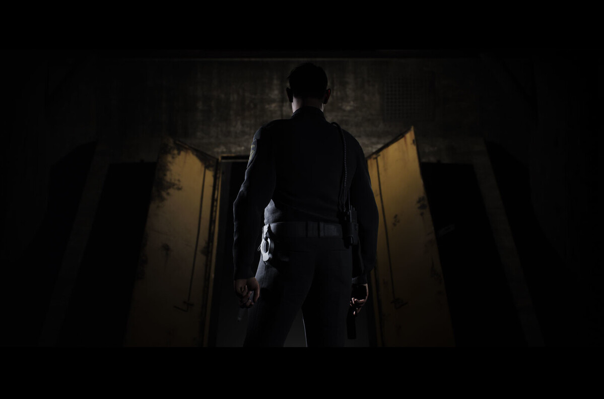 Ted Raimi jako policjant Travis w grze The Quarry