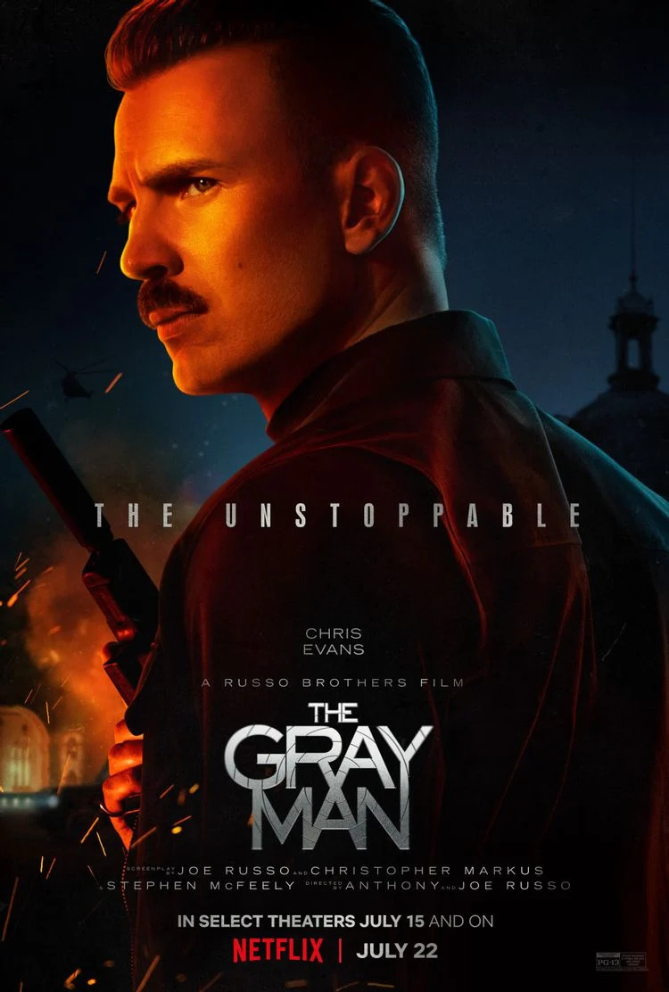 Chris Evans na plakacie filmu The Gray Man