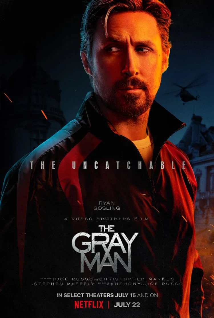 Ryan Gosling na plakacie filmu The Gray Man
