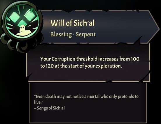 Will of Sich'al, umiejętność z Curse of the Dead Gods