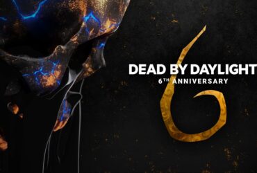Grafika promocyjna 6. rocznicy Dead by Daylight z napisem i czaszką