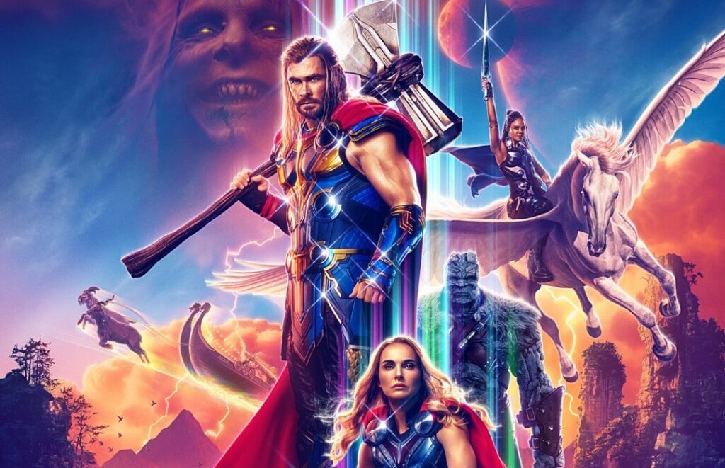 Thor, Jane Foster, Korg, Walkiria i Gorr na plakacie Thora: Miłość i grom
