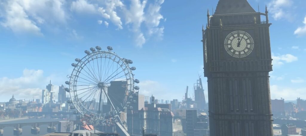 Big Ben i widok na Londyn w Fallout: London