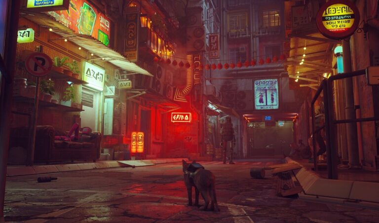 Kot w cybernetycznym mieście w grze Stray