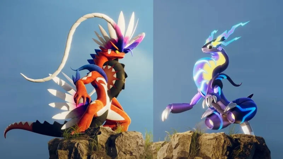Grafika przedstawiająca Pokemony legendarne z Pokémon Scarlet & Violet
