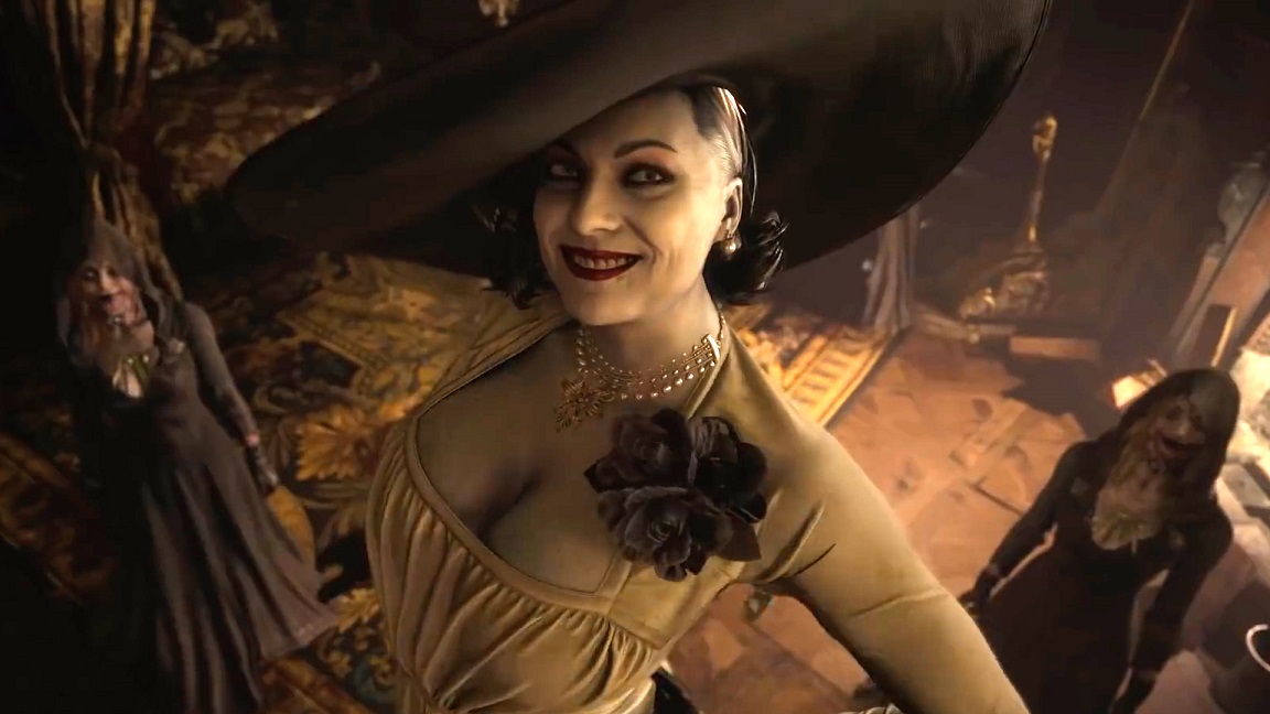 Kadr przedstawiający Lady Dimitrescu z gry Resident Evil Village