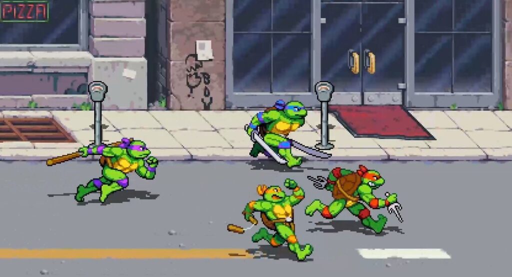 Wojownicze żółwie ninja Leonardo, Donatello, Raphael i Michelangelo w TMNT: Shredder’s Revenge