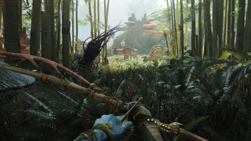 Na'vi z łukiem w pierwszej osobie