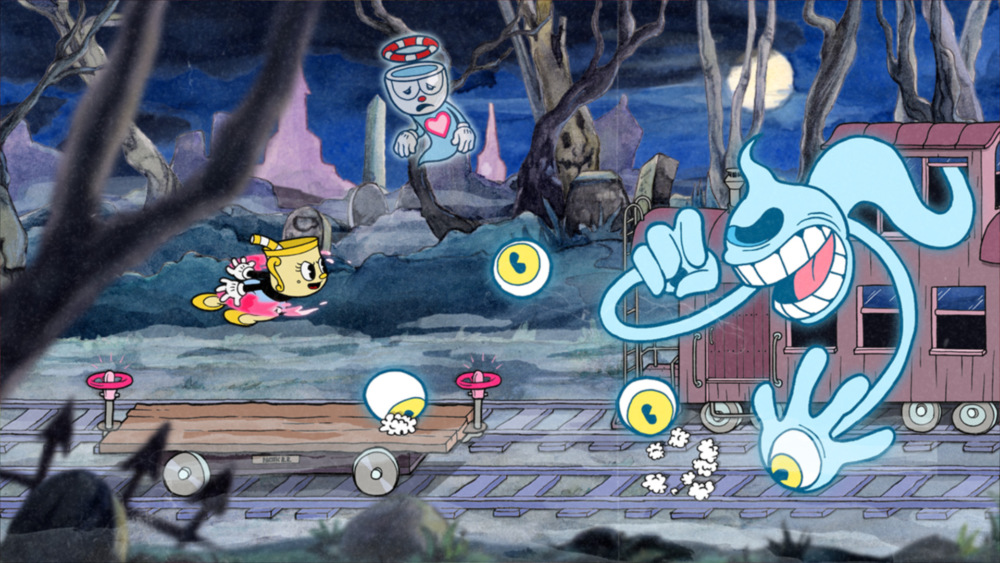 Walka z bossem w grze Cuphead: The Delicious Last Course