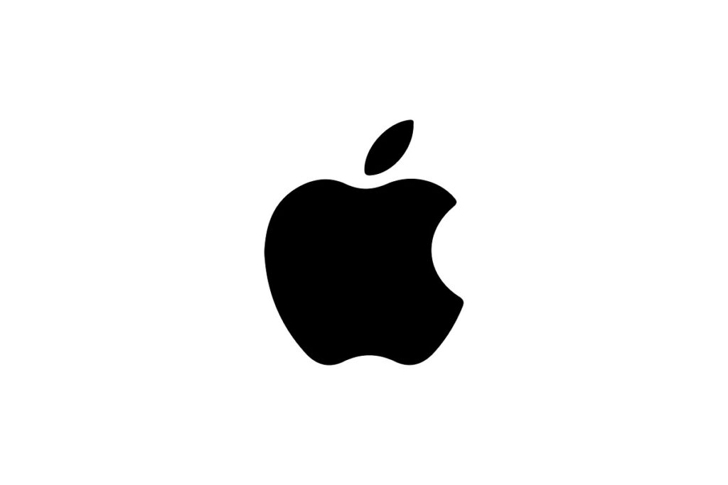 Apple logo w czarnej wersji na białym tle