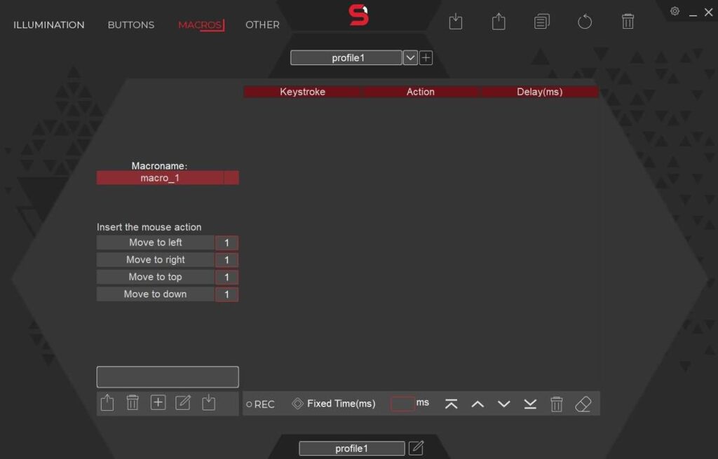Oprogramowanie - zakładka macros