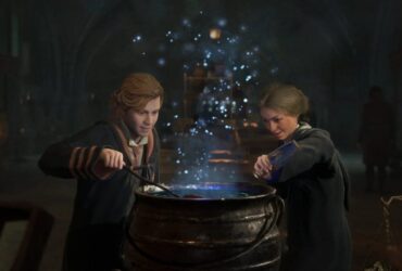 Dwójka młodocianych czarodziejów z gry Hogwarts Legacy
