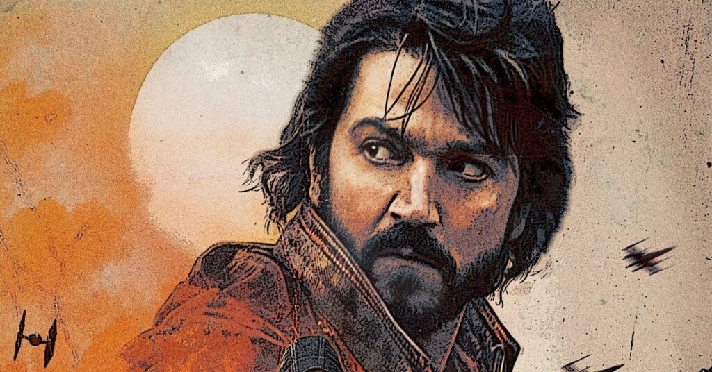 Diego Luna jako Cassian Andor na plakacie serialu Andor